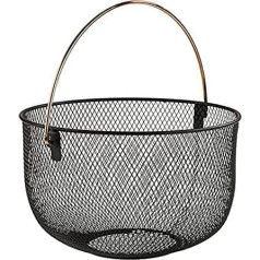 APS Bread and Fruit Basket, Metal Basket, Black Basket with Copper Effect Handle, Diameter 30 cm, Height 19 cm