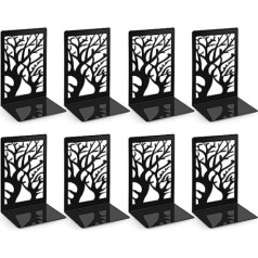 4 Pairs of Bookends, Bookends, Metal Book Holders, Book Holder for Children, School, Library, Black / 9.3 x 12 x 17.2 cm