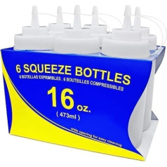 Jaunas Star Foodservice plastmasas plašas mutes izspiežamās pudeles, 473 ml, caurspīdīgas, iepakojumā pa 6 (26177)