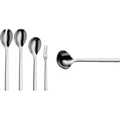 WMF Nuova Cromargan Serving Piece Set of 4 Salad Cutlery, Serving Spoon, Serving Fork, Stainless Steel, Polished and Soup Ladle, Nuova Cromargan Stainless Steel Rustproof Pol