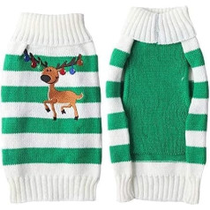TNGZHI svītrains ziemeļbriežu suns neglīts Ziemassvētku džemperis trikotāžas džemperis kucēniem suņiem kaķiem Ziemassvētku kostīms (X-liels, zaļš)