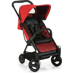 iCOO Acrobat Compact Buggy līdz 18 kg ar atgāzšanas funkciju no dzimšanas, mazs, salokāms ar vienu roku, viegls – izgatavots no alumīnija, stumšanas rokturis ar regulējamu augstumu, atstarotāji – sarkani