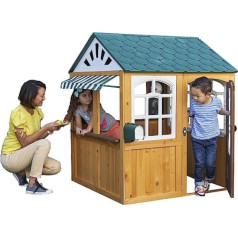 KidKraft 00403 Garden View Outdoor Wooden Playhouse with Awning, Garden Toy for Children