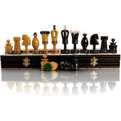 Lieliska karaliskā inkrustēta liela 50 x 50 cm ar rokām darināta koka šaha spēle