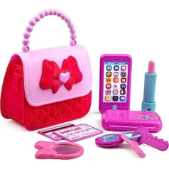 Playkidiz Princess My First Wallet Set — 8 daļīgs bērnu maka un piederumu komplekts, lomu spēles rotaļlietu komplekts ar meiteņu piederumiem, iekļauts mobilais tālrunis ar gaismu un skaņu