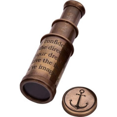 Vintage Marine Handheld Brass Telescope Nautical Captain Spyglass with Free Leather Case and Engraved Art and Quote Go Confidently in Direction of Your Dreams (Pre-Engraved)