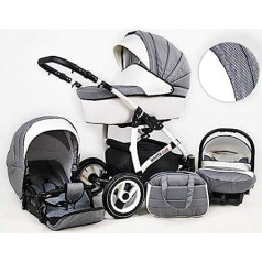 3-in-1 Isofix Pushchair 2-in-1 Complete Set with Car Seat All in One Biancino by ChillyKids Carbon 3-in-1 with Baby Seat