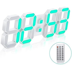 Edup Home 7 Colours 3D LED Wall Clock Digital with Remote Control, 15 Inch LED Alarm Clock, Dimmable Night Light, Silent Snooze USB 12/24 Hour Date Temperature and Calendar Display for Bedroom/Living Room/Office