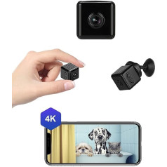 Wiwacam MW1 Mini Camera 4K HD WiFi Live Transmission Mobile Phone App, Mini Indoor Surveillance Camera, WiFi Surveillance IP Camera, Baby Monitor, Pet Camera, with Motion Sensor, Night Vision, Battery, Alarm Zone 1