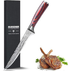 Airena Boning Knife, 6.5 Inch Kitchen Knife, Japanese Knife in Damascus Steel, Meat Knife - Made of Rustproof German Stainless Steel with Ergonomic Wooden Handle Sharp Chef's Knife