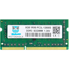 Motoeagle 8GB 1Rx8 PC3L 12800S DDR3L 1600MHz SODIMM RAM DDR3 12800 PC3 1600MHz 204-Pin Non-ECC CL11 Dual Rank Piezīmjdatora atmiņa 1,35V