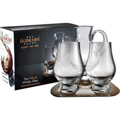 Stölzle The Glencairn viskija glāzes degustācijas komplekts ar 2 glāzēm koka paplātes un ūdens krūzes