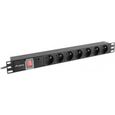 Lanberg pdu-07e-0200-iec-bk statnes sliede (7 x ute; 10 a; 2 m; melna)