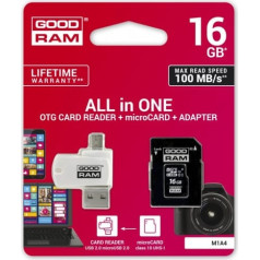 Goodram microSDHC class 10 UHS I 16GB Atmiņas Karte + Karšu lasītājs