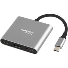 Natec Vairāku portu fowler mini usb-c pd, usb 3.0, hdmi 4k