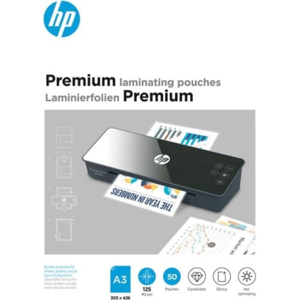 Hewlett-packard HP premium laminēšanas maisiņš a3 125 mic, 50 gab.