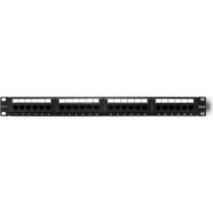 Qoltec Patch panel rack | 24 ports | cat.6 utp | black