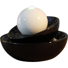 Zen'Light Zen Flow iekštelpu strūklaka ar LED apgaismojumu, keramika, melns/balts, 23 x 23 x 18 cm