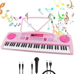 RenFox Piano Keyboard 61 Light Keys Electronic Piano Keyboard Beginners Portable Electronic Keyboard with Stand & Microphone, Boys and Girls