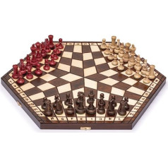 Husaria Wooden Chess Game Set for Three Players - 54 cm - with Folding Board, Handmade Toy Figures and Felt-Lined Storage