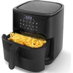 CROWNFUL Air Fryer 6,5 l, elektriskā 12-in-1 7 QT Air Fryer bezeļļas plīts ar LCD skārienekrānu un 12 iepriekš iestatītiem precīzas temperatūras kontroles nepiedegošs grozs 7QT gaisa frier BLK EU