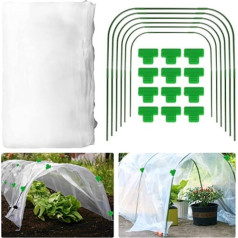 Garden Hoop Netting Set, 6 Pieces Steel Greenhouse Tyre Frame with 3 x 6 m Garden Insect Net and 12 Garden Clips, for Garden, Greenhouse, Plants, Vegetables, Fruits Protection (Garden Hoop + Insect Net)