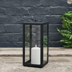 Lights4fun Bowen Metal Lantern with TruGlow® LED Candle Outdoor and Indoor Use 35 cm Balcony Decoration Garden