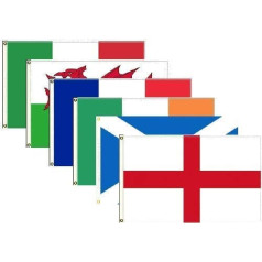 AZ KAROGU KOMPLEKTS 6 karogi SIX Nations regbijs 90 x 60 cm – komplektā SECHS Nations Flag 60 x 90 cm – augstākā kvalitāte