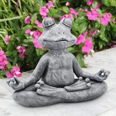 Yeomoo meditācijas jogas vardes figūriņas Dārza noformējums āra lietošanai - Zen Garden Frog Decoration Dzīvojamā istaba balkona istabai Mājas dekorēšana Dāvanas sievietēm / Vīriešiem / Māmiņas dzimšanas dienas dāvana āra pelēks 32 c