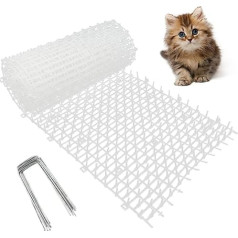 200 x 28 cm Cat Mat with Spikes Cat Repellent Mat Spikes Gardening Plastic Cat Mat 8 Pegs Pet Deterrent Mat for Wild Animals Plant Protection Net for Outdoor Use