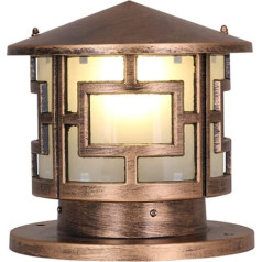 Base Lamp Bronze Cast Aluminium and Glass Outdoor Light Retro Outdoor Lawn Light Garden Villa Hotel Column Lamp Post Light Outdoor Table Lamp Base Lamp 40 x 40 x 34 cm