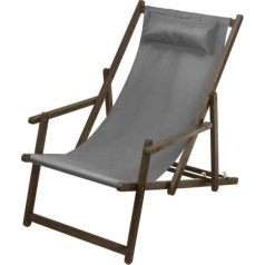 Sauļošanās krēsls ar roku balstu un GreenBlue Premium GB283 pelēko spilvenu