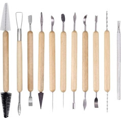 BDHI 11 Pieces Modelling Tools Polymer Clay Tools for Adults Wood Pottery Carving Tool Pottery Tools for Shaper and Modelling Embossing Art Pottery Tools for (Y39-11)