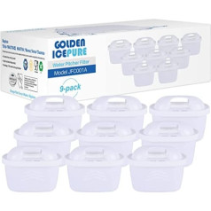 GOLDEN ICEPURE TÜV SÜD sertificēts ūdens filtru nomaiņa priekš Brita Maxtra+, Maxtra Plus, Mavea, Anna Duomax Pack of 9 (9)