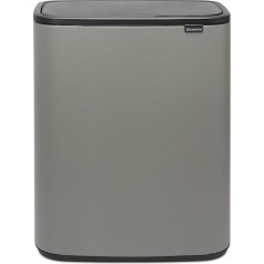 Brabantia 221460 Bo Touch Bin — 2 x 30 litri iekšējie spaiņi (minerālbetona) atkritumu tvertne / virtuves atkritumu tvertne otrreizējai pārstrādei ar noņemamiem nodalījumiem + bezmaksas tvertnes starplikas