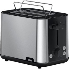 Braun PurShine HT1510 BK Toaster - Double Slot Toaster, 8 Roasting Degrees, Warm-Up & Defrost Function, Extendable Crumb Tray, 900 Watt, Black