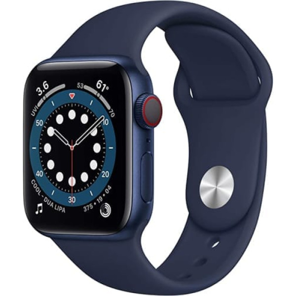 Apple Watch Series 6 40 mm (GPS + Cellular) — Aluminiumgehäuse Blau Tiefe Marine Sportarmband (Generalüberholt)