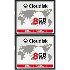 Cloudisk 2 x CF karte 8 GB kompaktās zibatmiņas kartes veiktspēja vecajai digitālajai kamerai (2 pack 8 GB 133 X)