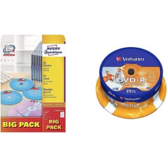 AVERY Zweckform L7676A-40P Self-Adhesive CD Labels & Verbatim DVD-R Wide Inkjet Printable 4.7GB I Pack of 25 Spindle