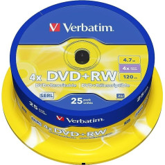 25 x DVD + RW – 4,7 GB 4x – matēts sudrabs – vārpsta – datu nesējs