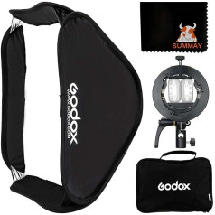 GODOX 60 x 60 cm Foldable Softbox Kit with S2 Bowens Mount S-Type Mount Flash Mount for Speedlite Camera Flash Photo Studio Portait Photography (SGUV6060)