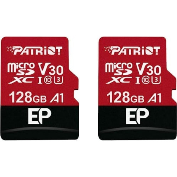 Patriot Memory 128GB A1/V30 atmiņas karte Android tālruņiem un planšetdatoriem 4K video ierakstīšanai — 2 pack