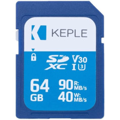 Keple 64 GB SD atmiņas karte Ātrā ātruma atmiņas karte saderīga ar Panasonic Lumix DMC-FZ200, DMC-FT30, DMC-FT6, DMC-FZ300, DMC-F5, DMC-FH10, DMC-FT5 SLR kameru, 64 GB UHS-1 U1 SDXC karte