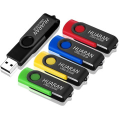 HUARAN Pack of 5 USB Flash Drive 32 GB Memory Sticks USB 2.0 Memory Stick USB Flash Drive 360° Rotatable Design (Black, Yellow, Blue, Green, Red)