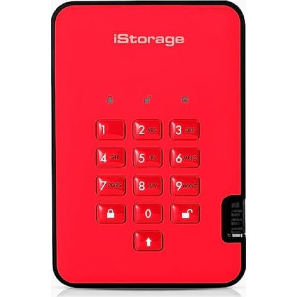 iStorage diskAshur2 HDD 2TB drošs pārnēsājams cietais disks, ar paroli aizsargāts pret putekļiem/ūdeni izturīga aparatūras šifrēšana