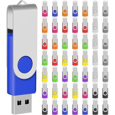 EASTBULL USB Sticks, 2 GB, Pack of 50 Memory Sticks, Colourful Memory Sticks, 2 GB Foldable Data Storage, Multicoloured (2 GB, Multicoloured 50 Pack)