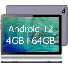 TPSPAD planšetdatora skārienekrāns 10,1 collas Android 12, 4 GB RAM, 64 GB ROM (128 GB paplašināma), HD 1920 x 1200 IPS, 1,6 GHz 2,4 G WiFi, Bluetooth 4.2, C tips, kamera 2 MP + 5 MP, 500 00 mA. h