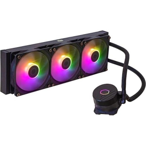 Cooler Master MasterLiquid 360L Core ARGB ūdens dzesēšana — CPU šķidruma dzesētājs ar divu kameru Gen S sūkni, izcila datora dzesēšana ar 120 mm ARGB ventilatoru, LGA 1700 un AM5 stiprinājumi — melns