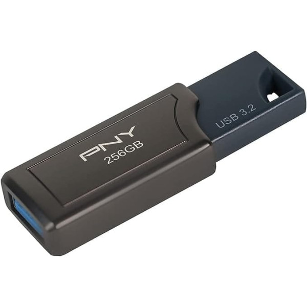 PNY 256GB PRO Elite V2 USB 3.2 Gen 2 zibatmiņas disks, lasīšanas ātrums līdz 600 MB/s, tumši pelēks