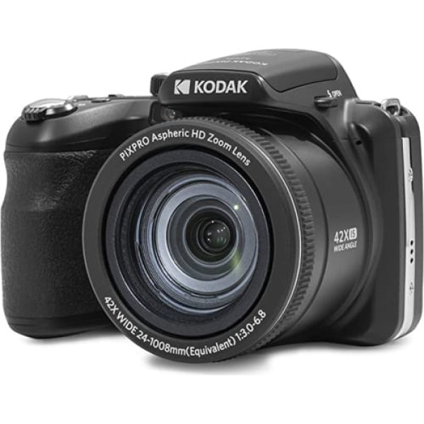 KODAK Pixpro Astro Zoom AZ425 digitālās kameras tilts 42x optiskā tālummaiņa 24 mm platleņķis 20 megapikseļi LCD 3 Full HD 1080p litija jonu akumulators - melns